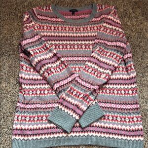 Talbots Pink and Gray Crew Neck Sweater with Classic Style